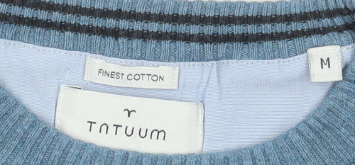 TATUUM Men's Blue Cotton Crew Neck Pullover Jumper Size M