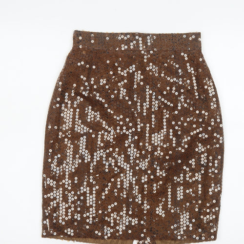Mondi Women’s Brown Sequin High Waist Pencil Skirt Size 10