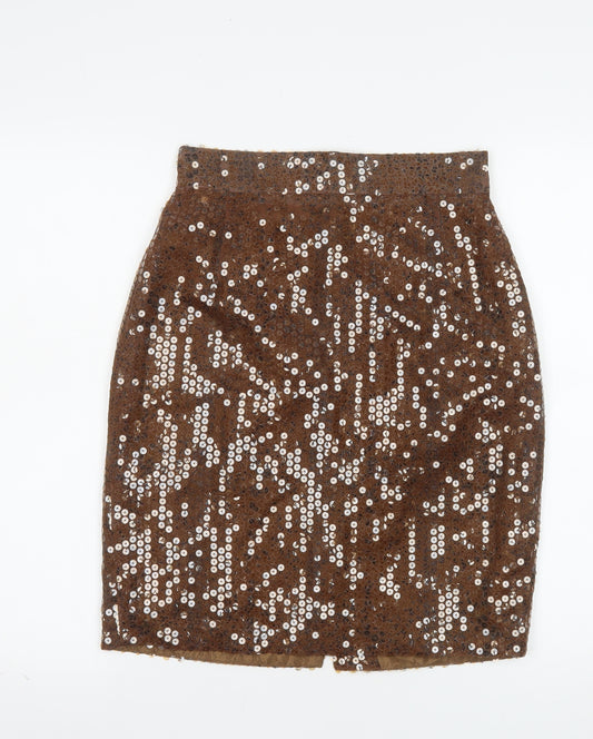Mondi Women’s Brown Sequin High Waist Pencil Skirt Size 10