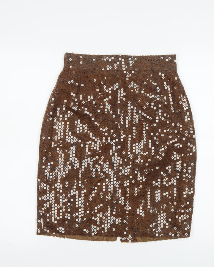 Mondi Women’s Brown Sequin High Waist Pencil Skirt Size 10