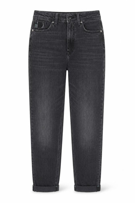 Front view of River Island Women’s Black High Rise Mom Jeans, size UK 8