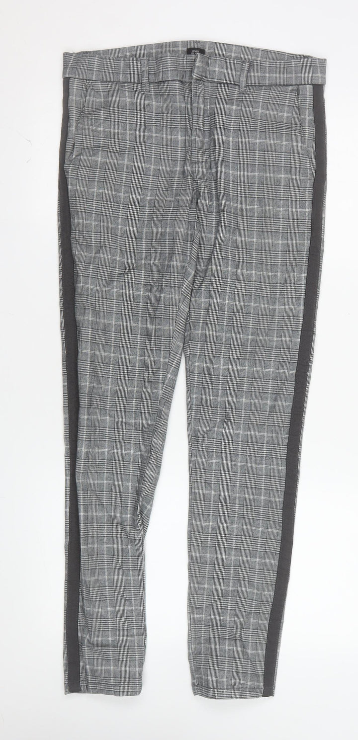 River Island Mens Grey Check Slim Fit Chino Trousers 28R