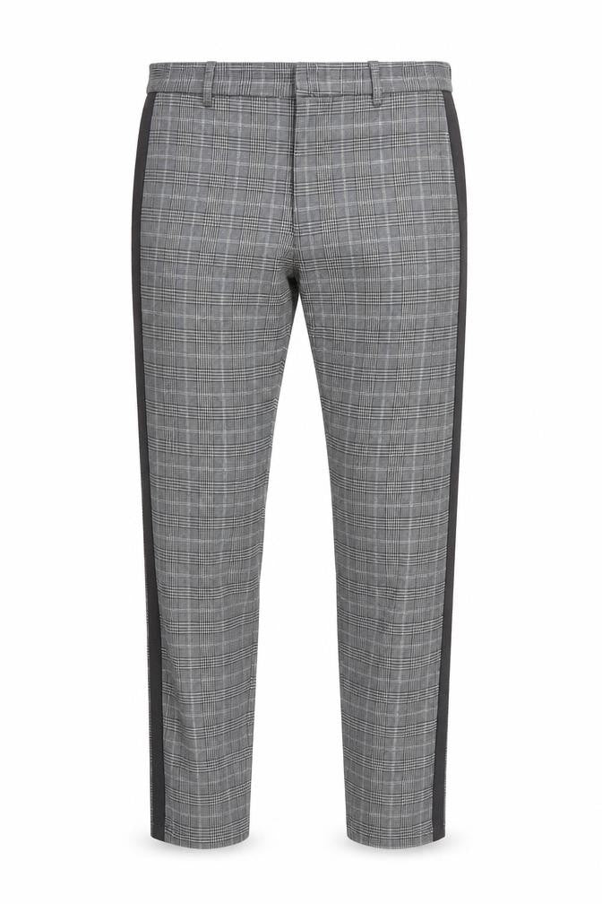Front view of River Island men’s grey check slim fit chino trousers 28r