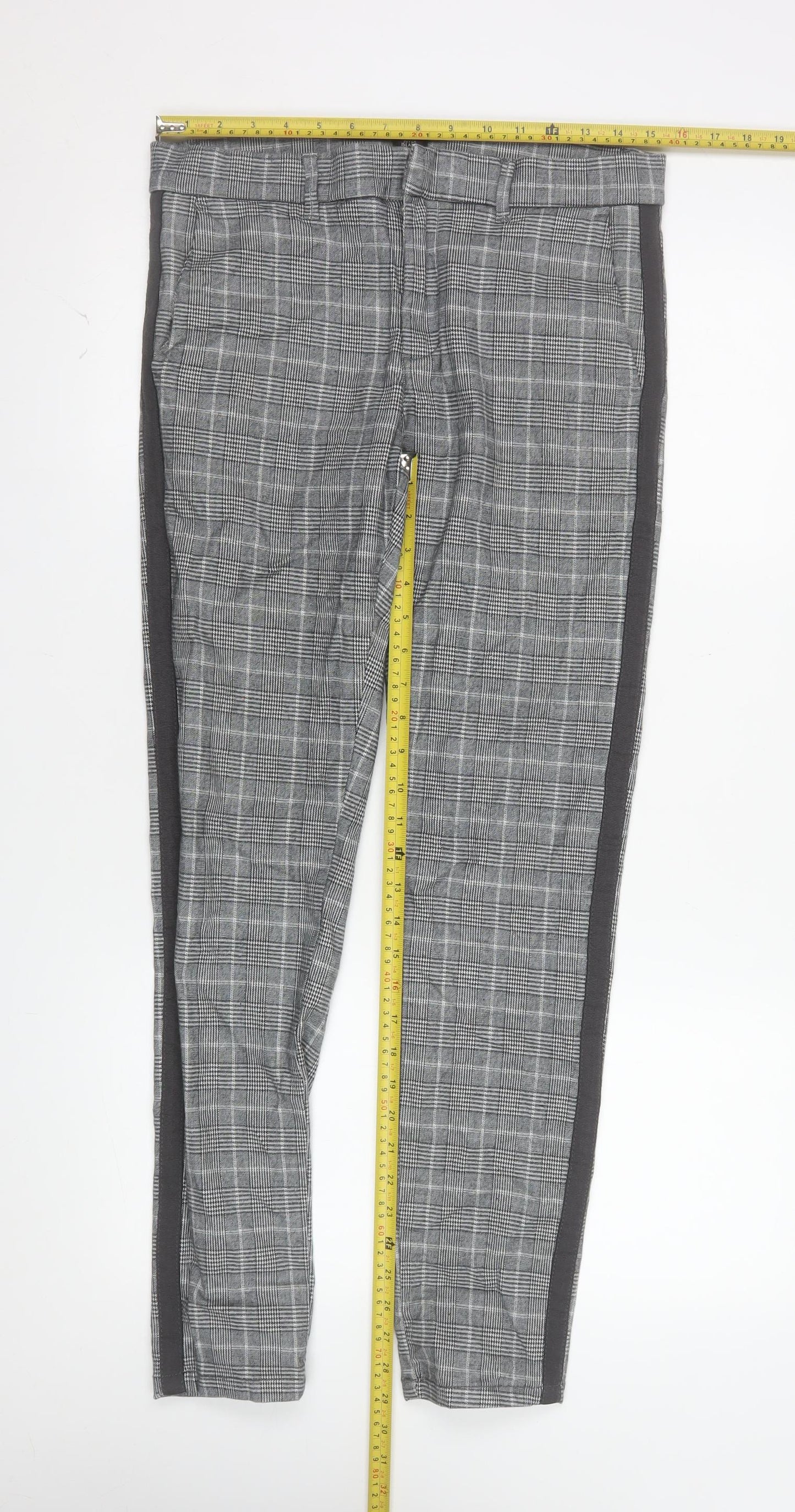 River Island Mens Grey Check Slim Fit Chino Trousers 28R