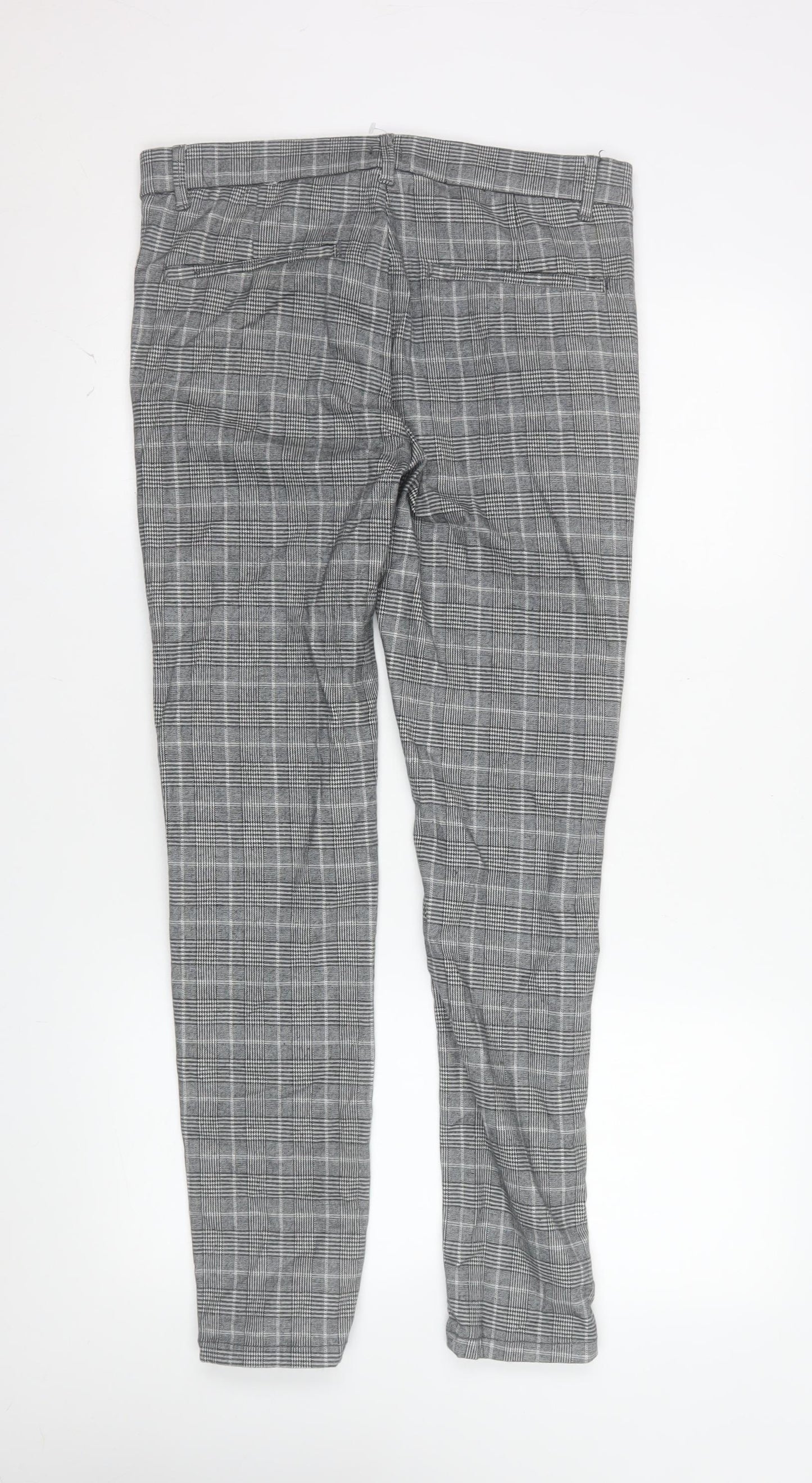 River Island Mens Grey Check Slim Fit Chino Trousers 28R