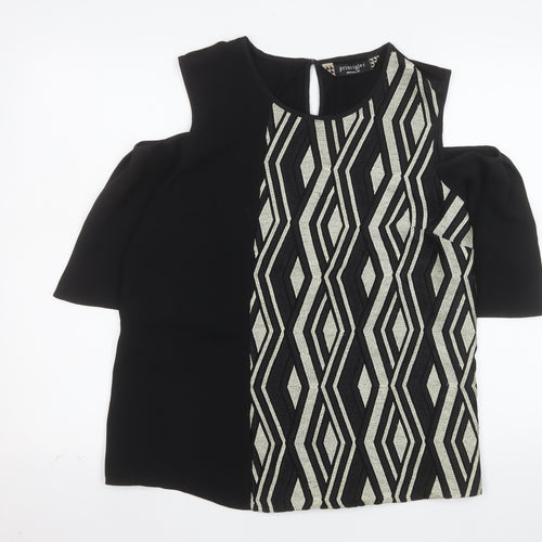 Principles by Ben de Lisi Women's Black Geometric Cold Shoulder Tunic Blouse UK 16