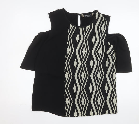 Principles by Ben de Lisi Women's Black Geometric Cold Shoulder Tunic Blouse UK 16