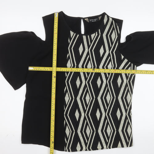 Principles by Ben de Lisi Women's Black Geometric Cold Shoulder Tunic Blouse UK 16