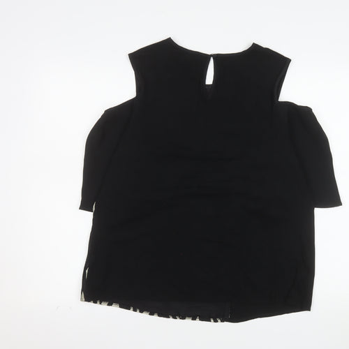 Principles by Ben de Lisi Women's Black Geometric Cold Shoulder Tunic Blouse UK 16