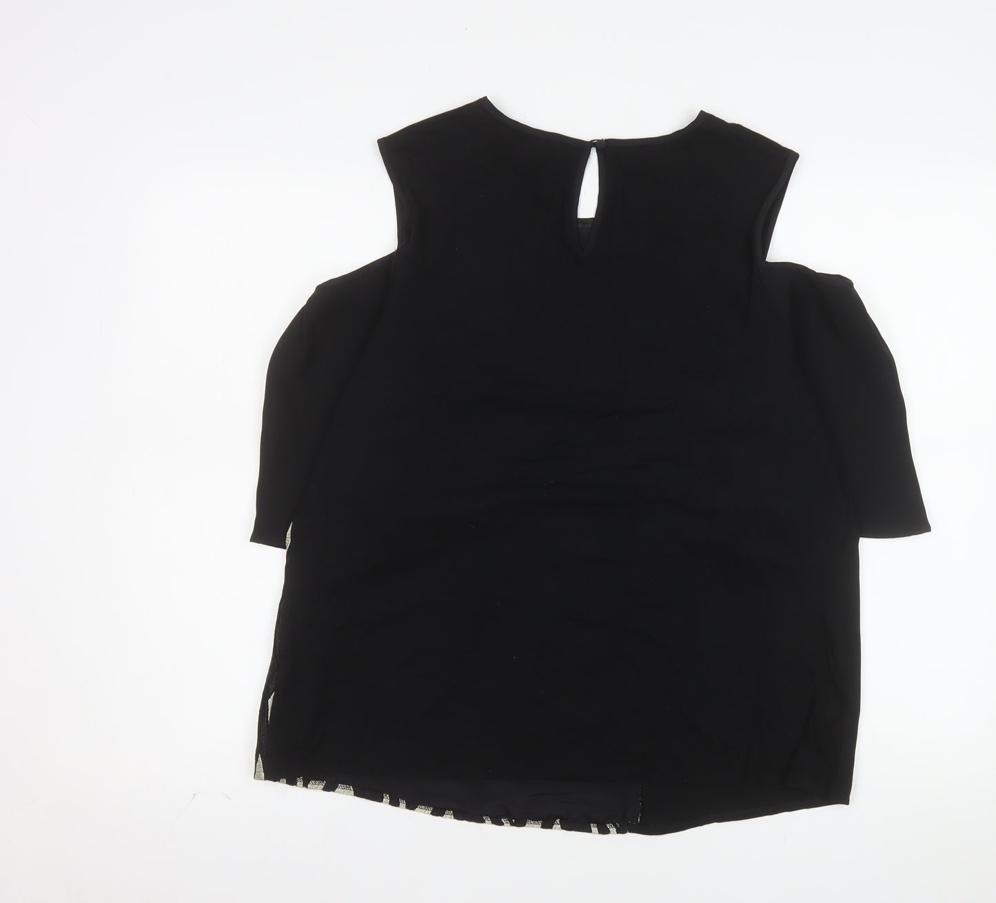 Principles by Ben de Lisi Women's Black Geometric Cold Shoulder Tunic Blouse UK 16