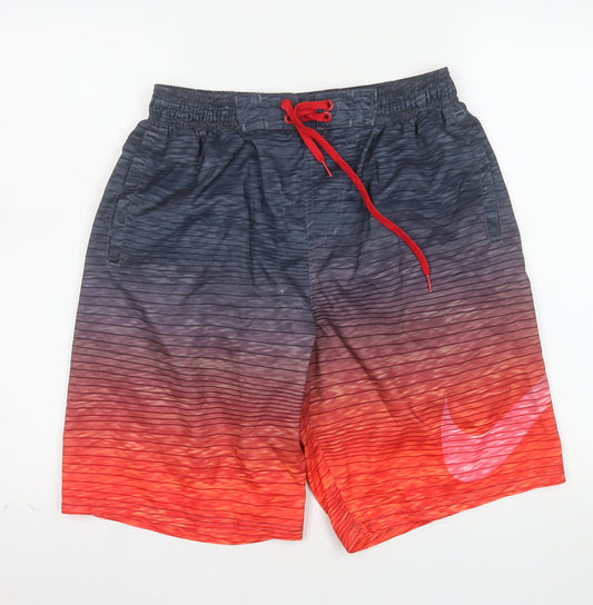 Nike Mens Black Red Gradient Athletic Shorts Size M Drawstring Quick Dry