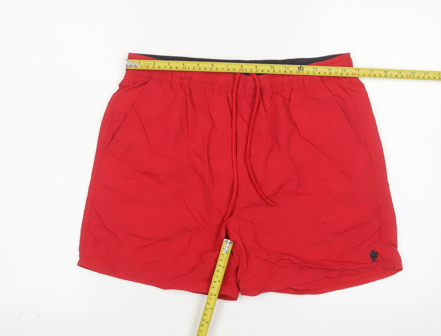 French Connection Men Red Athletic Shorts M Quick Dry Nylon Drawstring