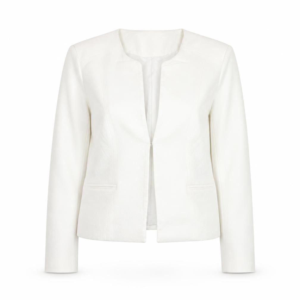 Front view of More & More Women's White Cotton Blend Tailored Blazer UK 12
