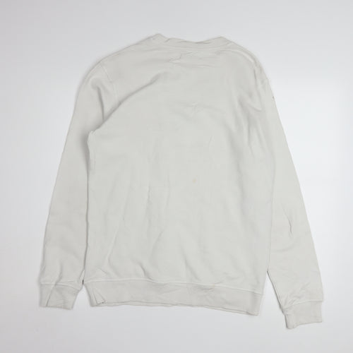 Calvin Klein Jeans Men White Regular Fit Logo Sweatshirt S