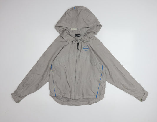 Umbro Boys Grey Hooded Windbreaker Jacket 9-10 Years Lightweight Sportswear