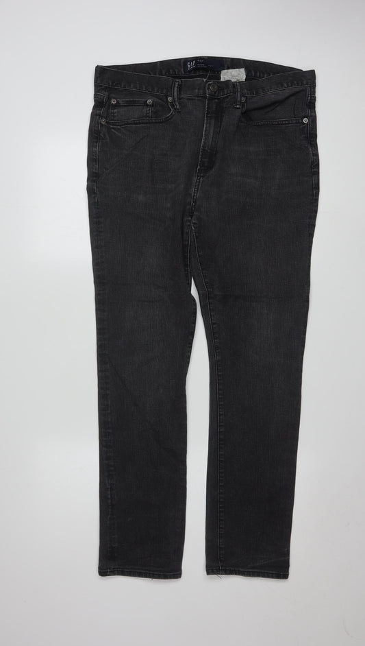 GAP Mens Black Skinny Jeans 33x30 Denim Stretch Classic Fit