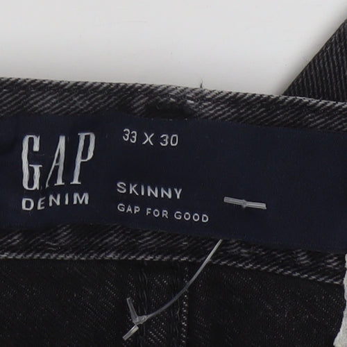 GAP Mens Black Skinny Jeans 33x30 Denim Stretch Classic Fit