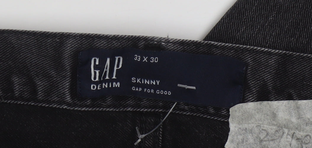 GAP Mens Black Skinny Jeans 33x30 Denim Stretch Classic Fit