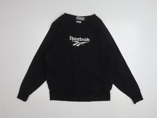 Reebok Classic Black Cotton Pullover Sweatshirt Women S