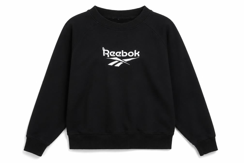 Front view of Reebok Classic Black Cotton Pullover Sweatshirt Women S