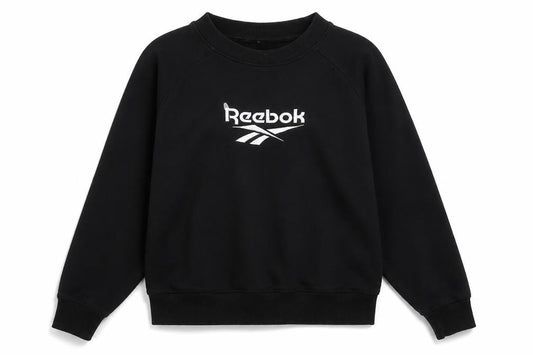 Front view of Reebok Classic Black Cotton Pullover Sweatshirt Women S