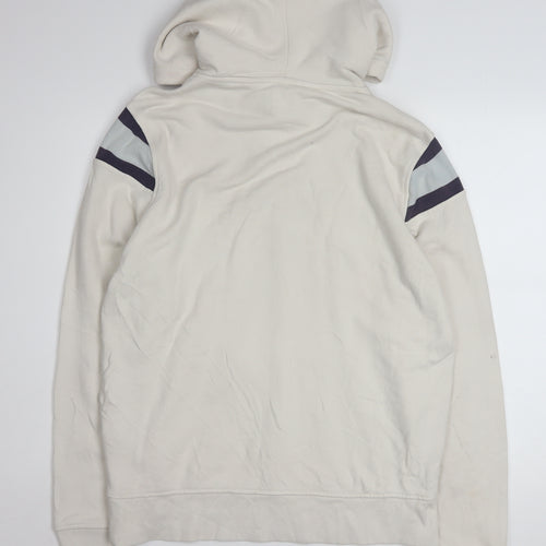 GAP Men Beige Pullover Hoodie M Logo Fleece Sweatshirt