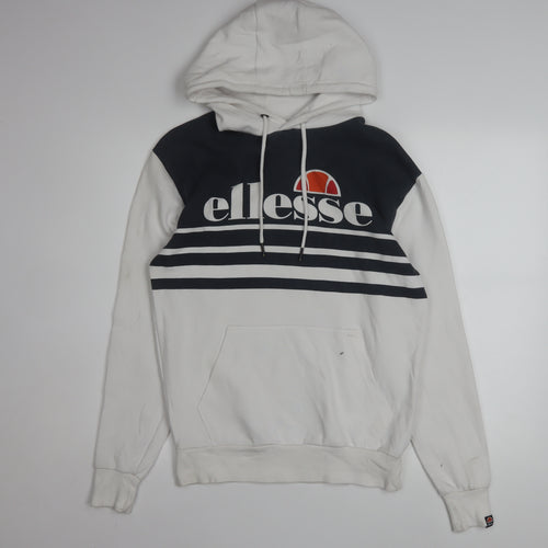 Ellesse Mens White XS Pullover Hoodie with Logo Graphic Print