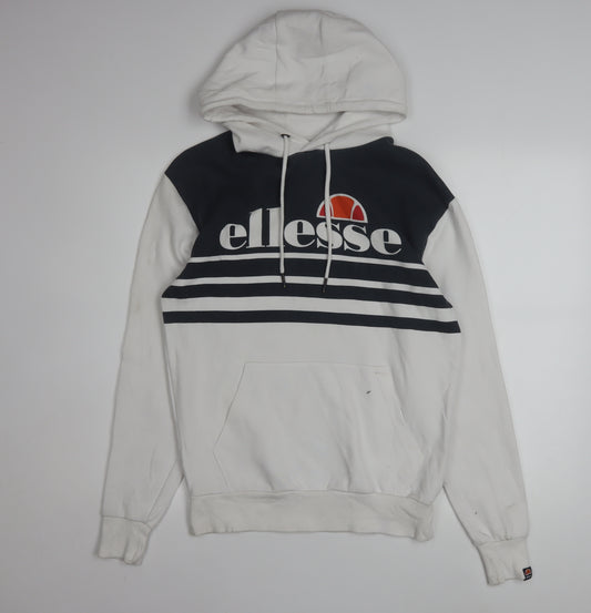 Ellesse Mens White XS Pullover Hoodie with Logo Graphic Print