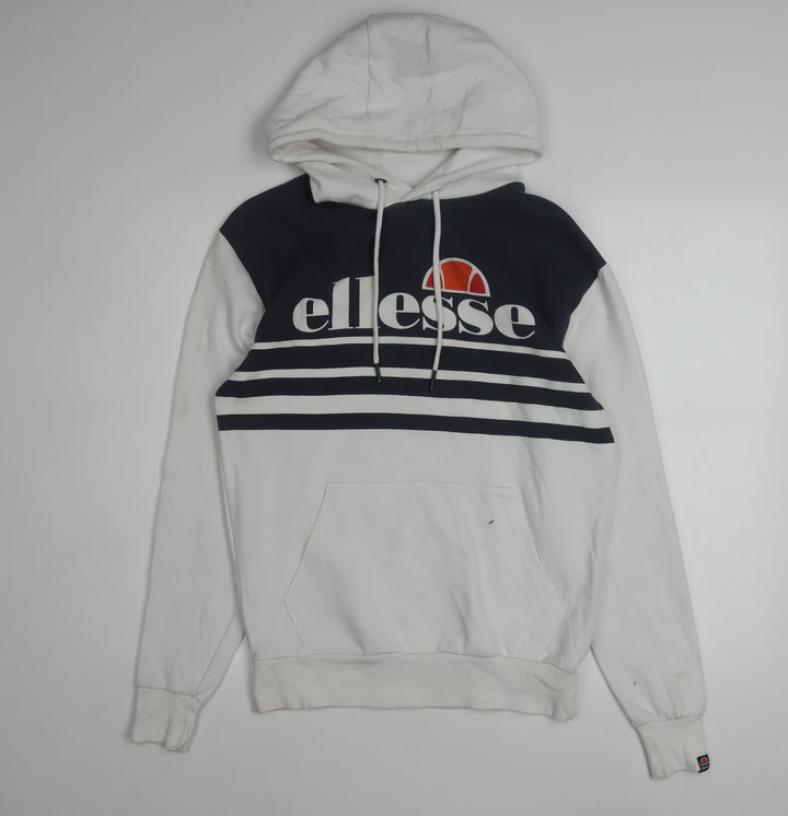 Ellesse Mens White XS Pullover Hoodie with Logo Graphic Print