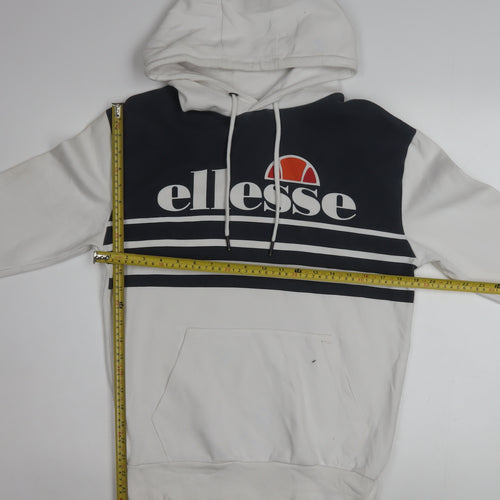 Ellesse Mens White XS Pullover Hoodie with Logo Graphic Print