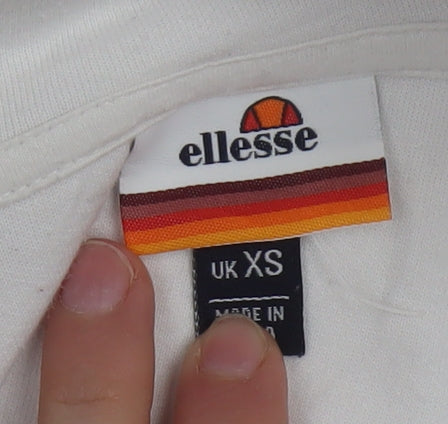 Ellesse Mens White XS Pullover Hoodie with Logo Graphic Print