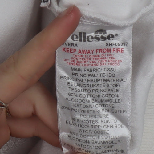 Ellesse Mens White XS Pullover Hoodie with Logo Graphic Print