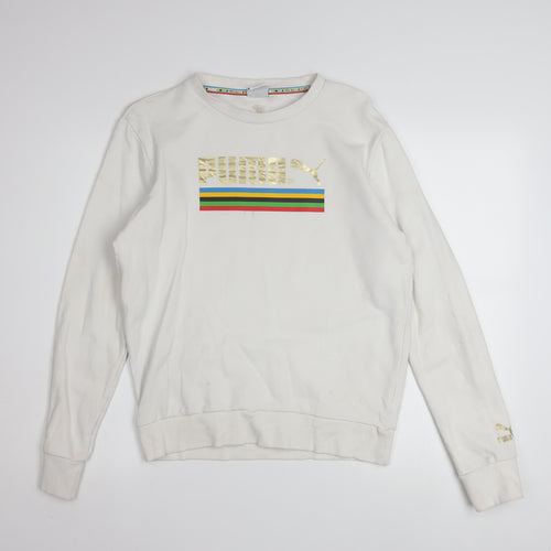 Puma Men's White Small Crew Neck Pullover Sweatshirt