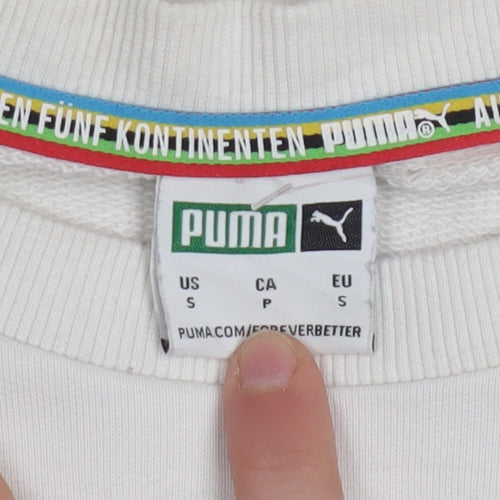 Puma Men's White Small Crew Neck Pullover Sweatshirt