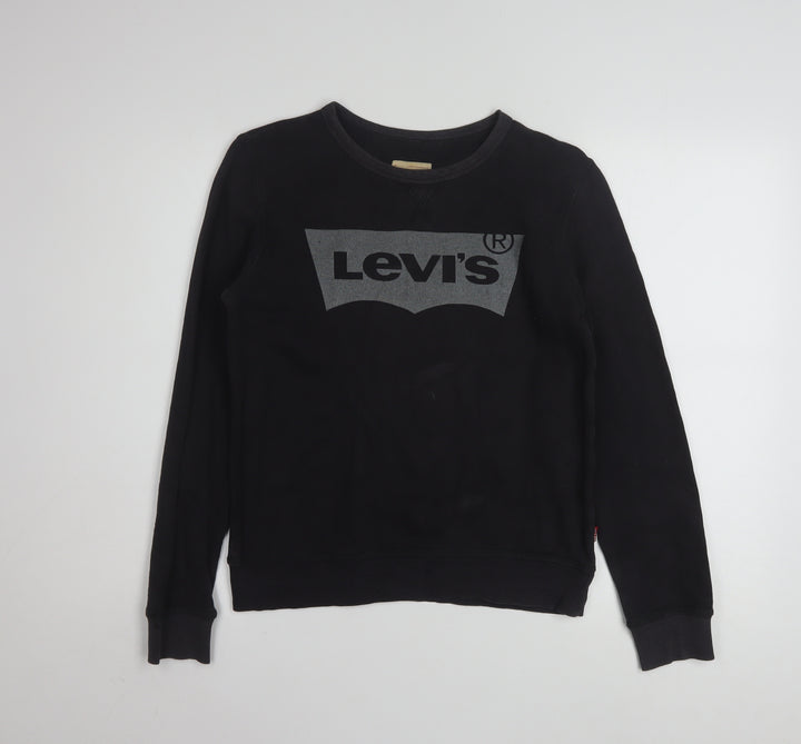 Levi's Boys Black Logo Crew Neck Pullover Sweatshirt Size 12 Years