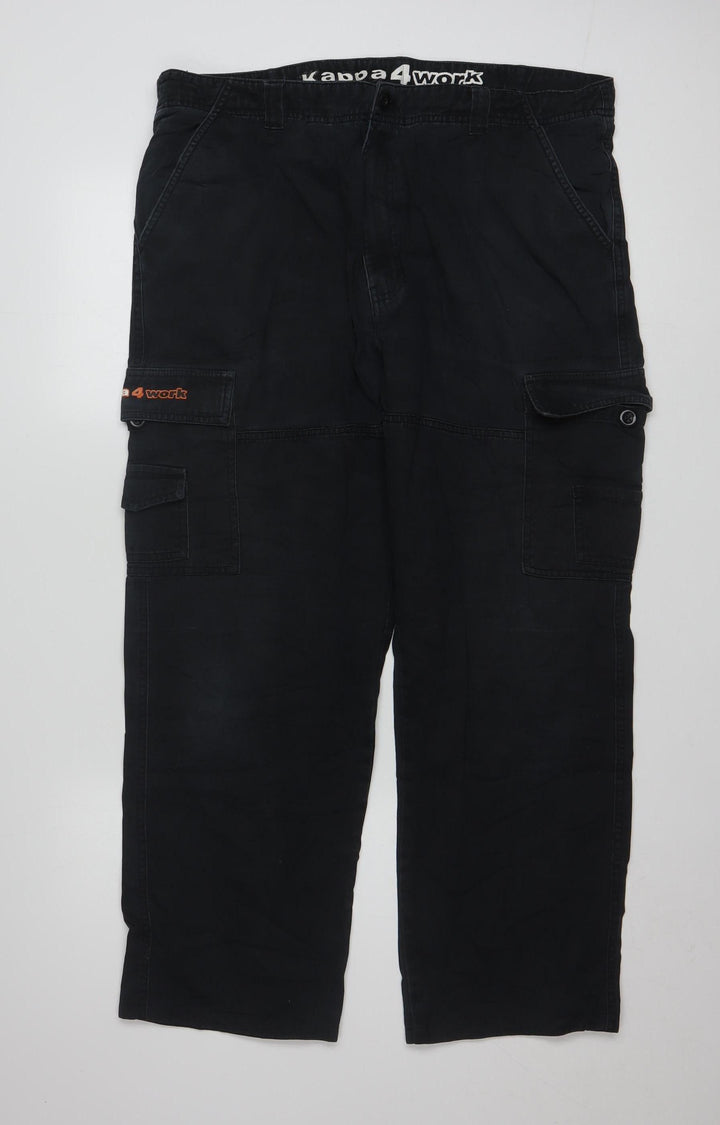 Kappa Men's Black Cargo Workwear Trousers 2XL Cotton