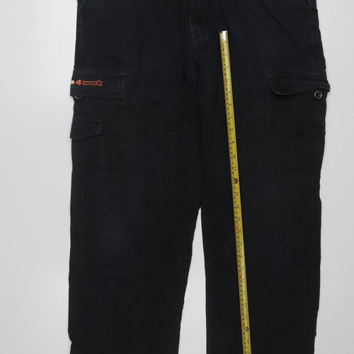 Kappa Men's Black Cargo Workwear Trousers 2XL Cotton