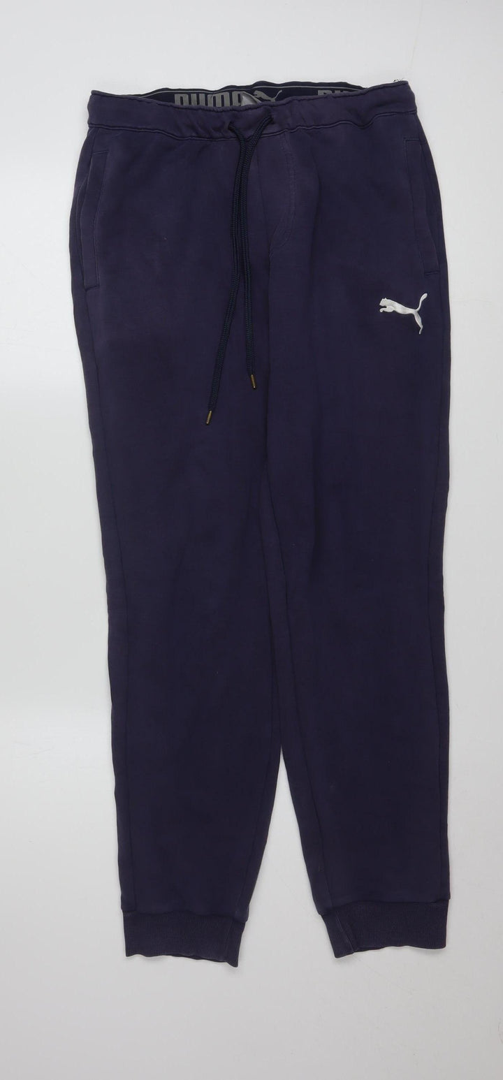 Puma Men's Navy Jogger Sweatpants Medium Cotton Blend Activewear