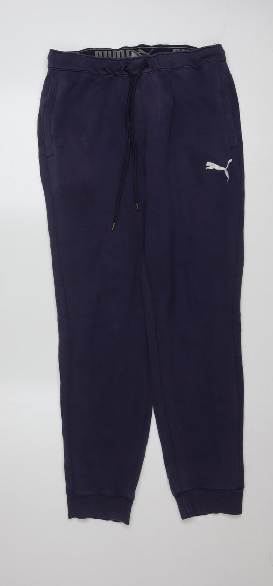 Puma Men's Navy Jogger Sweatpants Medium Cotton Blend Activewear