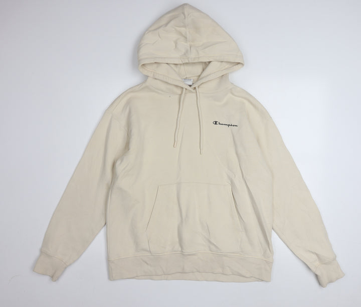 Champion Men's Beige Pullover Hoodie Large Cotton Fleece