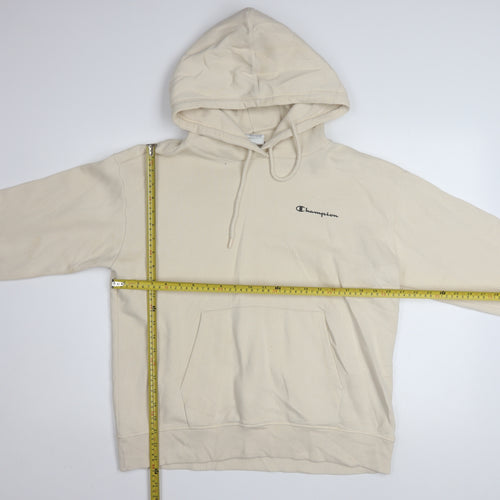 Champion Men's Beige Pullover Hoodie Large Cotton Fleece