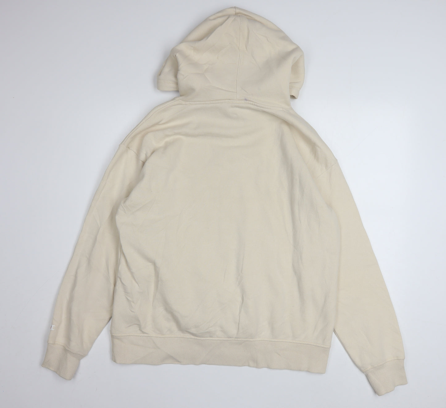 Champion Men's Beige Pullover Hoodie Large Cotton Fleece