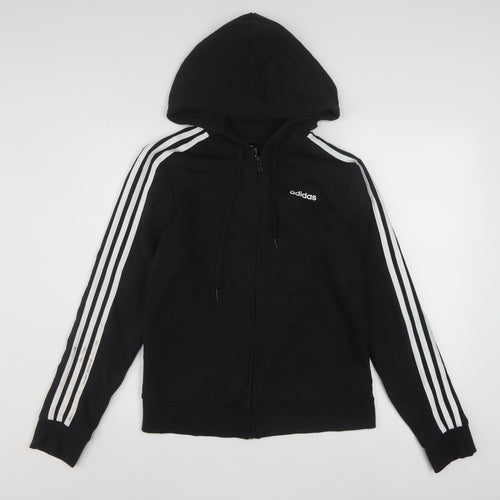 Adidas Women's Black Full Zip Hoodie Size M 12-14 Cotton Blend
