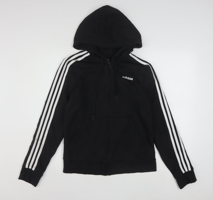 Adidas Women's Black Full Zip Hoodie Size M 12-14 Cotton Blend