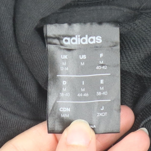 Adidas Women's Black Full Zip Hoodie Size M 12-14 Cotton Blend