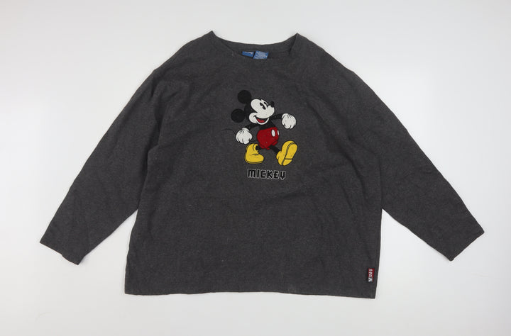 Disney Women’s Grey Mickey Mouse Pullover Sweatshirt XL