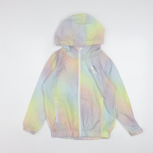 Adidas Girls Multicoloured Hooded Windbreaker Jacket M (10-12 Years)