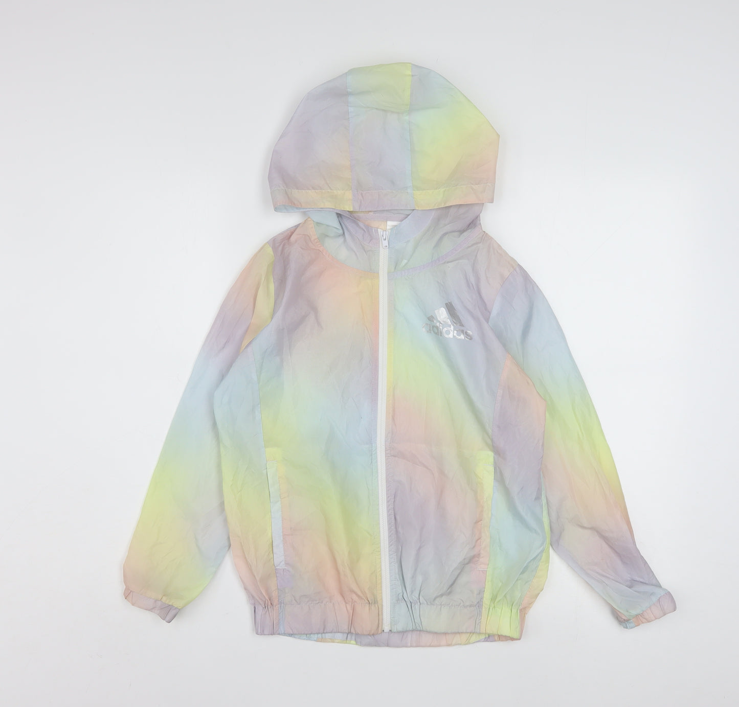 Adidas Girls Multicoloured Hooded Windbreaker Jacket M (10-12 Years)