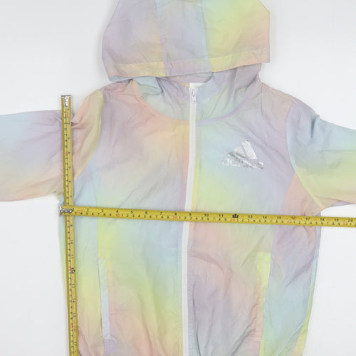 Adidas Girls Multicoloured Hooded Windbreaker Jacket M (10-12 Years)