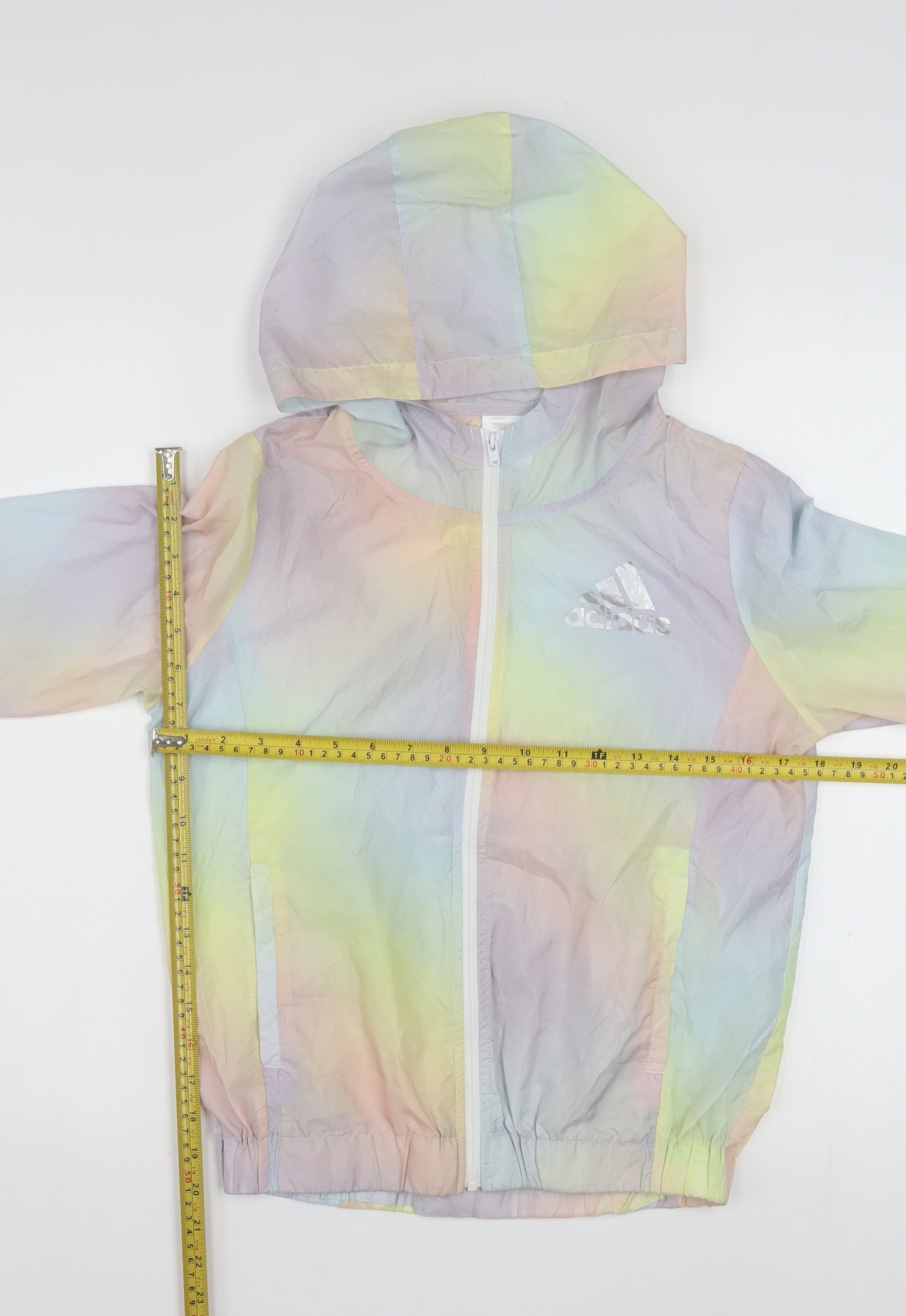 Adidas Girls Multicoloured Hooded Windbreaker Jacket M (10-12 Years)